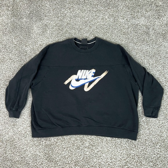 Nike Tops - Nike Sweatshirt Womens 3X Black Crewneck Swoosh Retro Oversized Pullover Plus